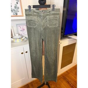 Anthropologie Pilcro Corduroy Trouser Bootcut Pants Olive Green Size 29